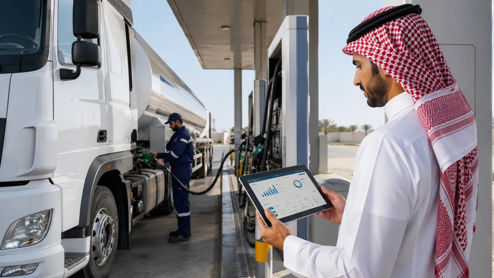 Fleet fuel monitoring dashboard showing consumption analytics and savings
