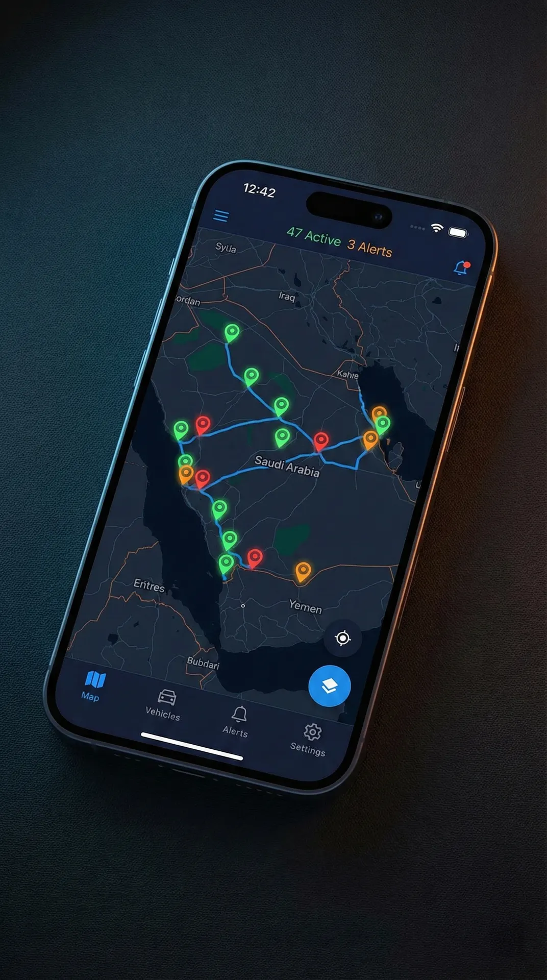 Fleet management dashboard on mobile